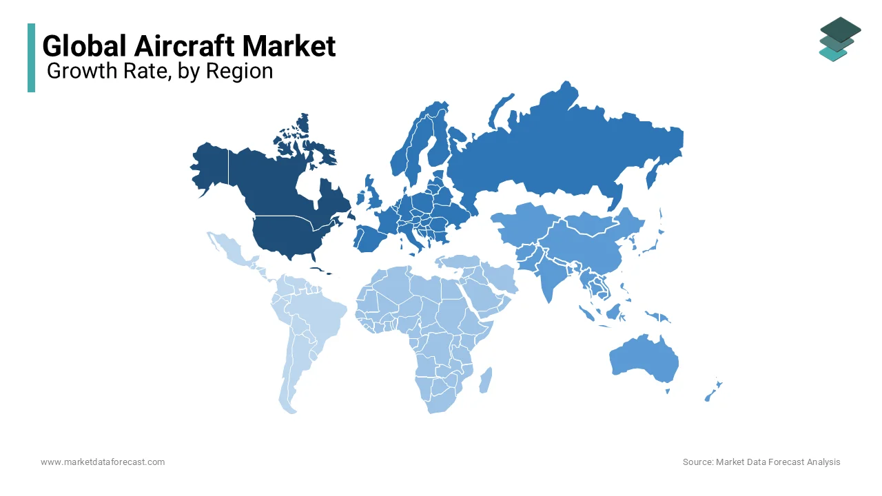 North America was the biggest player in the aircraft market by holding 40.2% of the global share in 2024.