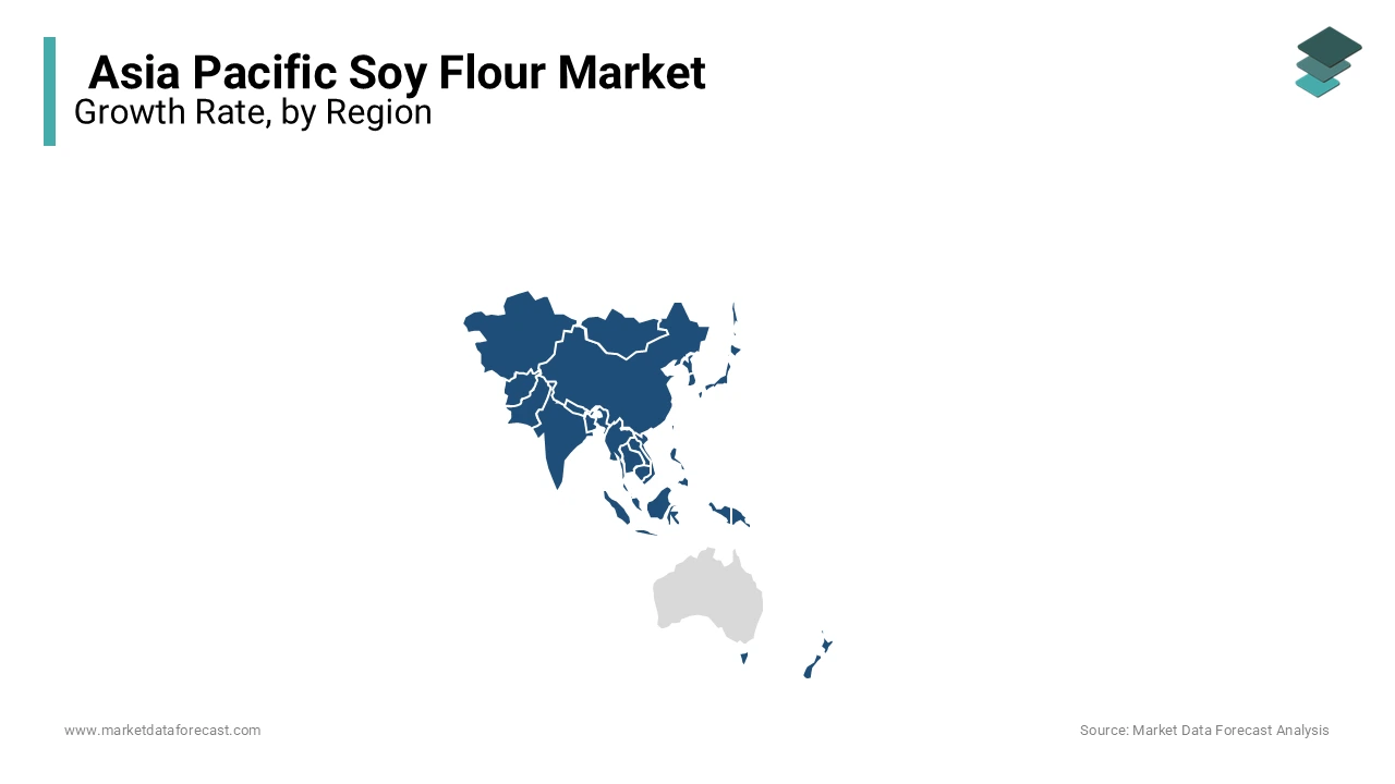 China led the soy flour market in the Asia-Pacific region in 2023.