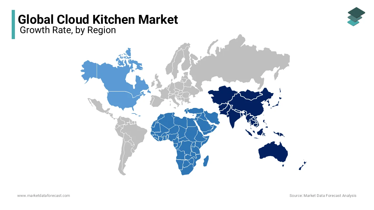 Asia-Pacific was the top performer in the global cloud kitchen market with 40.1% of share in 2024.