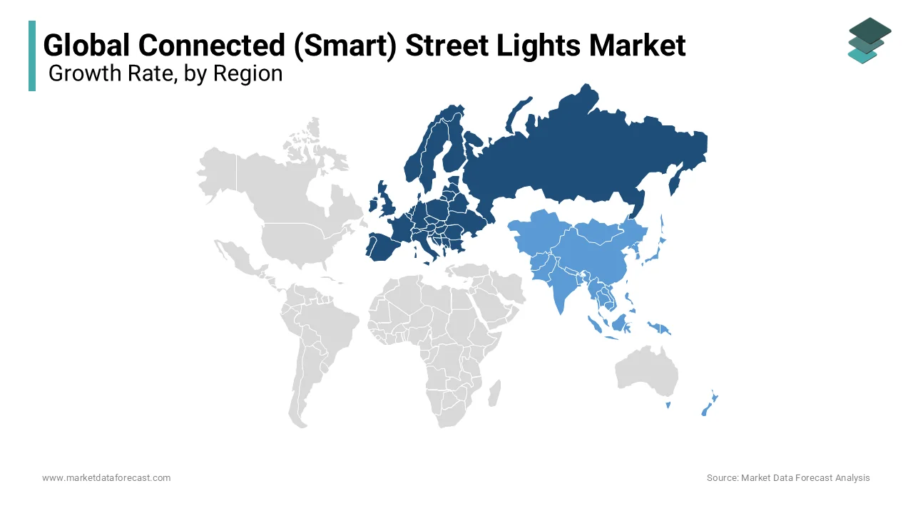 Europe leads smart street lighting, U.K. focuses on smart road painting benefits.