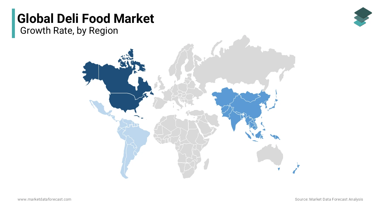 North America is leading with the dominant growth rate of the deli foods market during forecast period