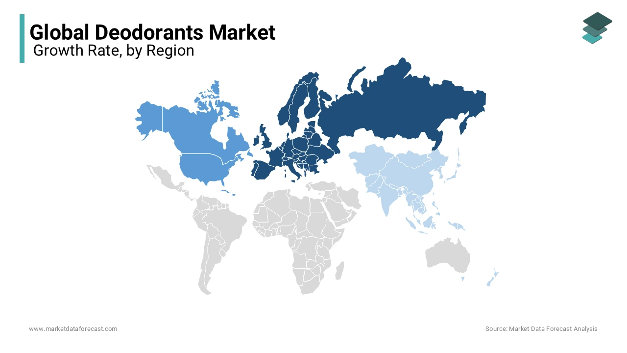 Europe led the deodorants market worldwide in 2023.