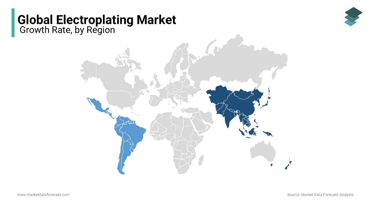 Asia-Pacific leads the electroplating market, driven by the electronics and automotive industries.