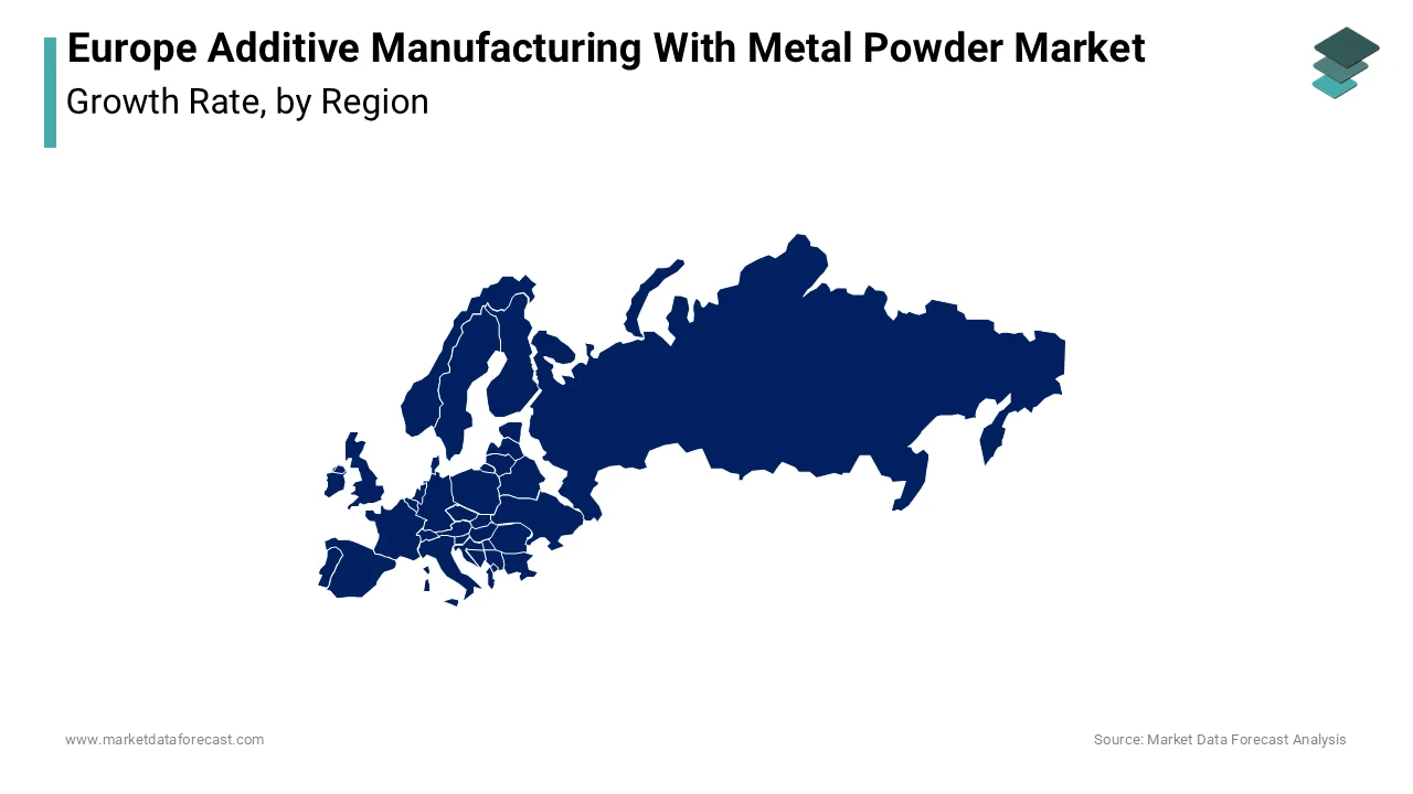 Germany dominated the European additive manufacturing with metal powders market and held a market share of 25.4% in 2024