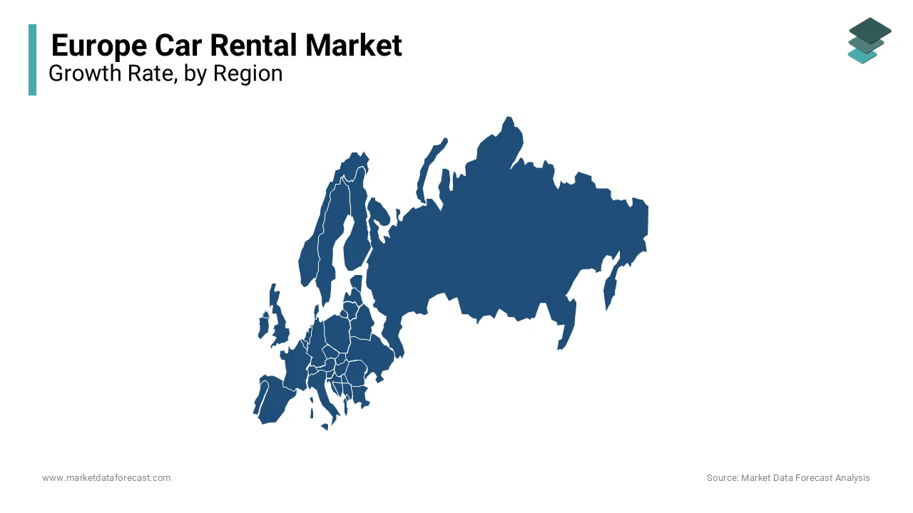 Based on region, Germany held the leading share of the European car rental market in 2023, followed by France and UK