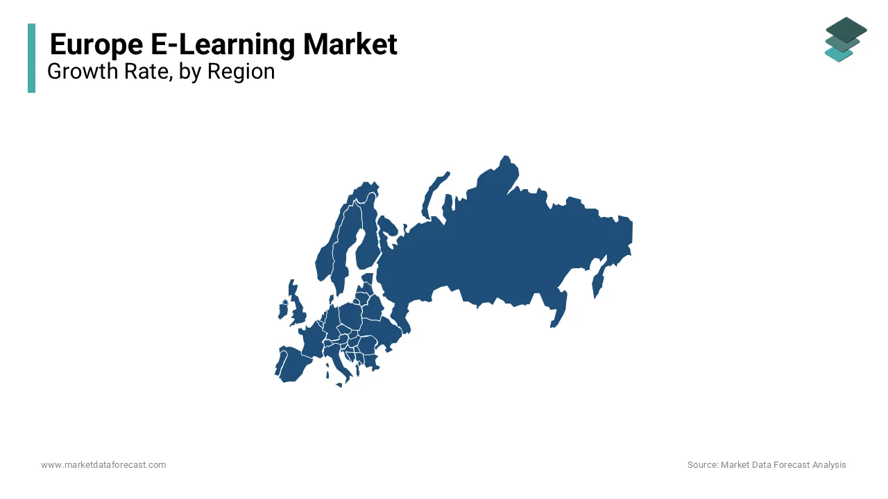 The UK had the leading share of the European e-learning market in 2023.