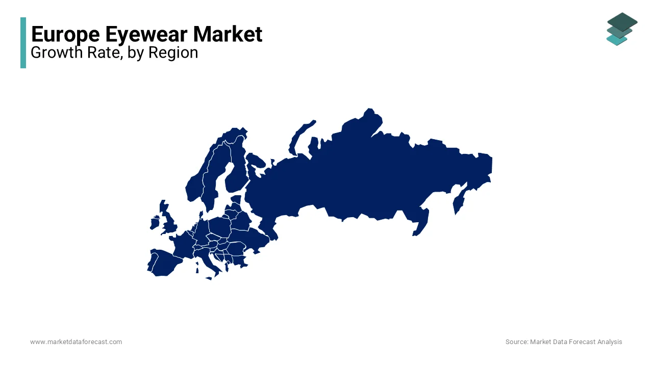 Germany led the European eyewear market by holding a 22% share in 2024. 