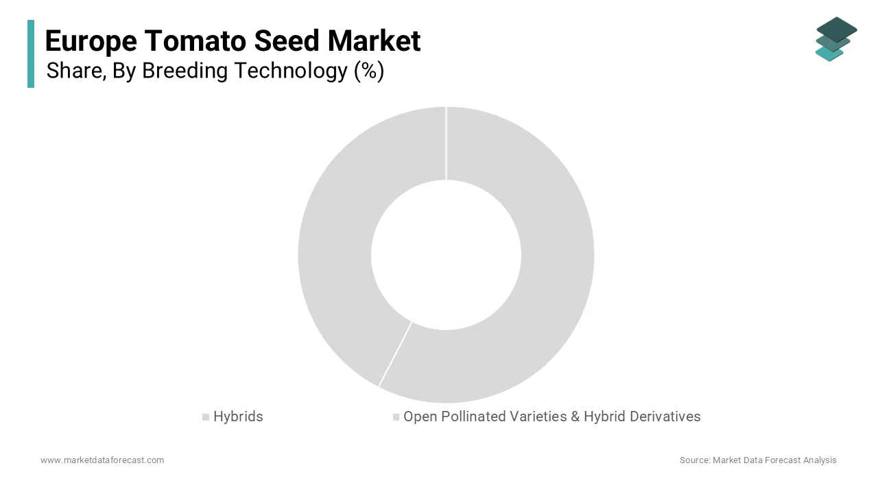 The hybrid tomato seeds segment captured 66.8% of the European market share in 2024