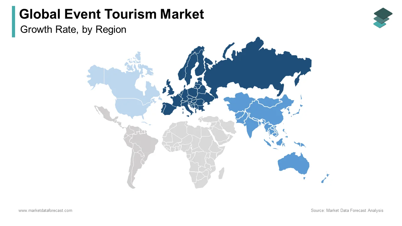 Europe is expected to have a dominant share of the global event tourism market in 2024.