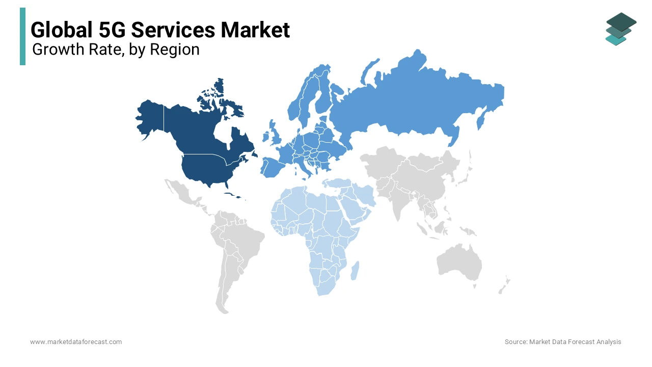 North America is witnessing growth in the 5G services market during the forecast period.