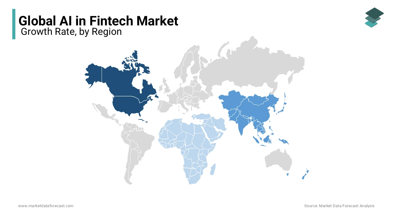 North America has led the global AI in the fintech market during the foreseen period.