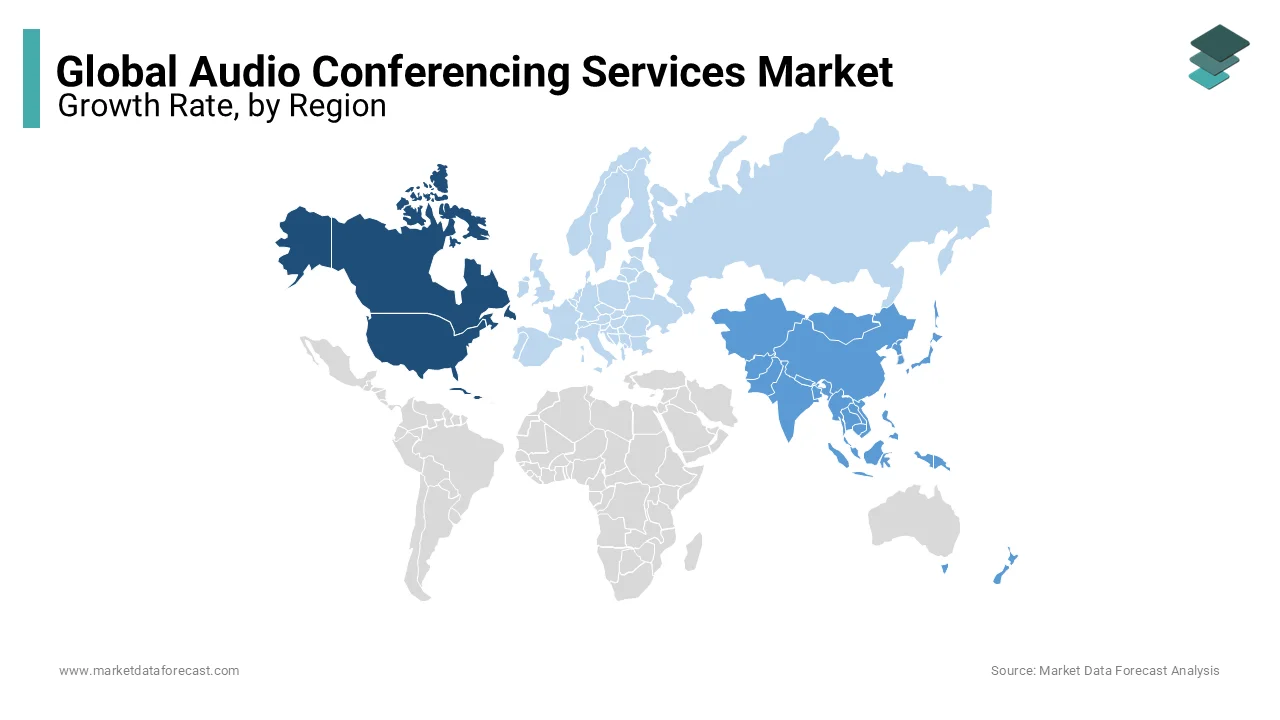 North America region holds a prominent share of the global audio conferencing services market.