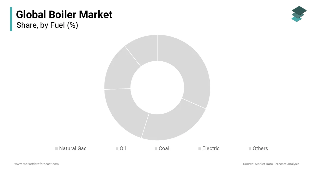 The natural gas-fired boilers held the most significant share of the global boiler market in 2024.