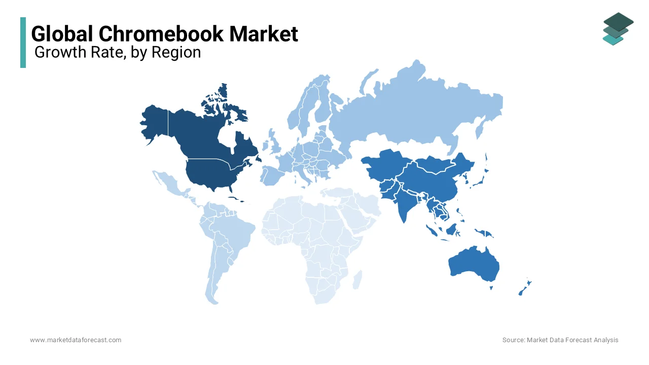 North America held a dominant position in the Chromebook market with 53.8% of the global market share in 2024. 