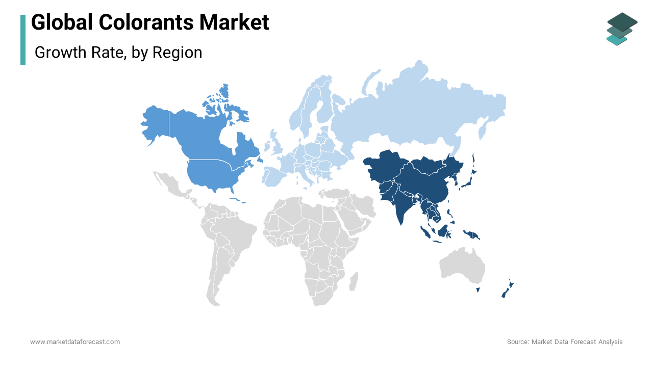 Rapid urbanization, rising consumer spending, and increased industrial output further boost the colorant market growth in Asia-Pacific.