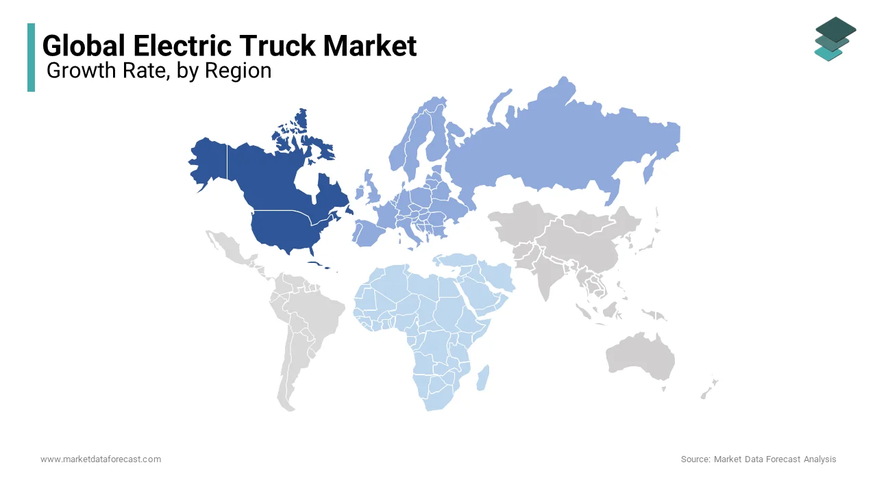 Based on region, North America led the electric truck market by accounting for 45.4% of the global market share in 2024