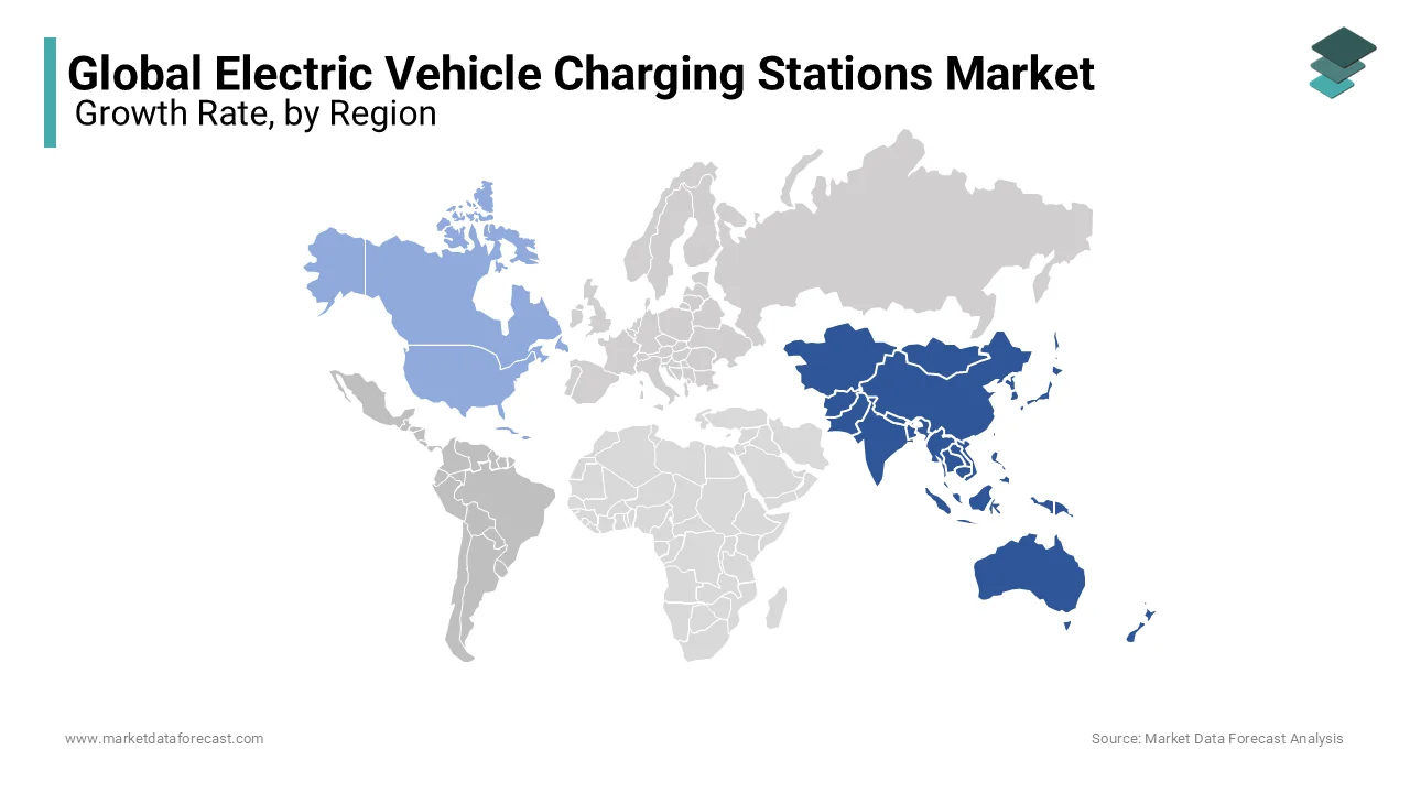 Asia-Pacific held the largest share of the electric vehicle charging stations market in 2024