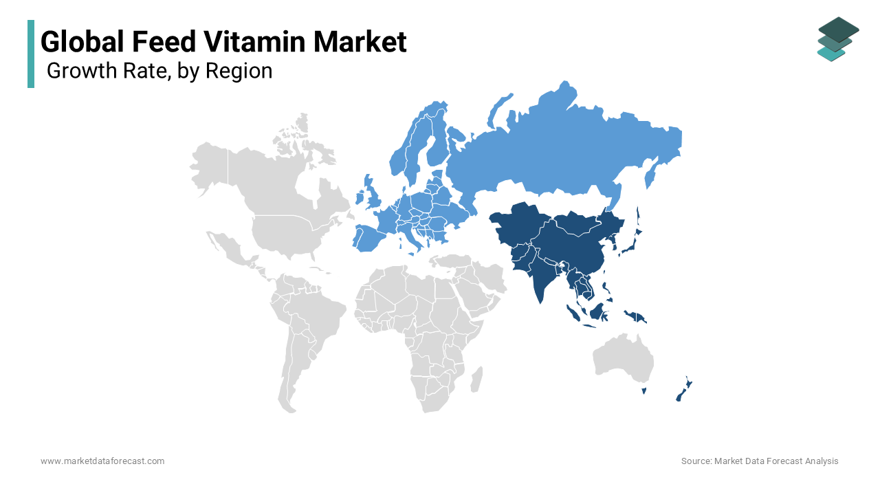 The Asia pacific region was dominating the global feed vitamin market in 2023 and is likely continue to lead