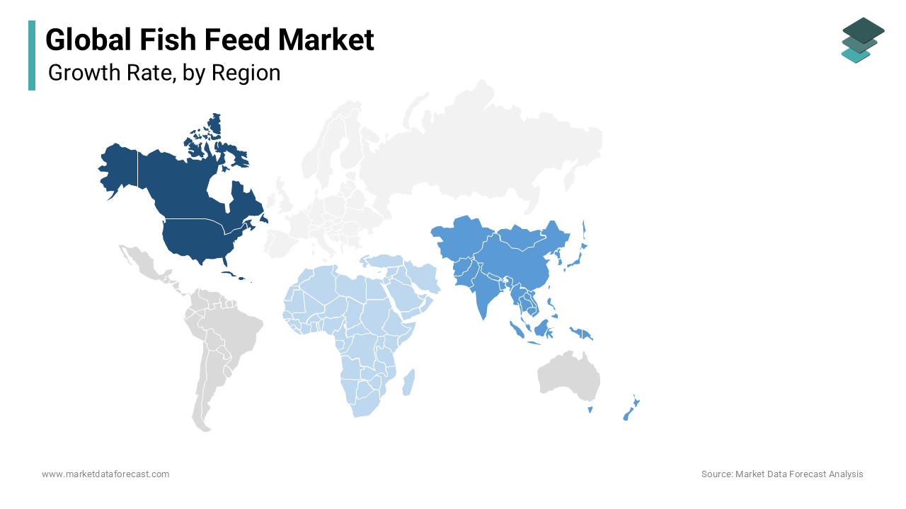 The North America region was dominating the global fish feed market in 2023 and is likely to continue to lead