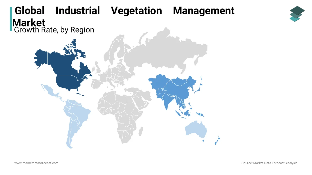 North America dominated global industrial vegetation management system market due to the rising demand for advanced transportation