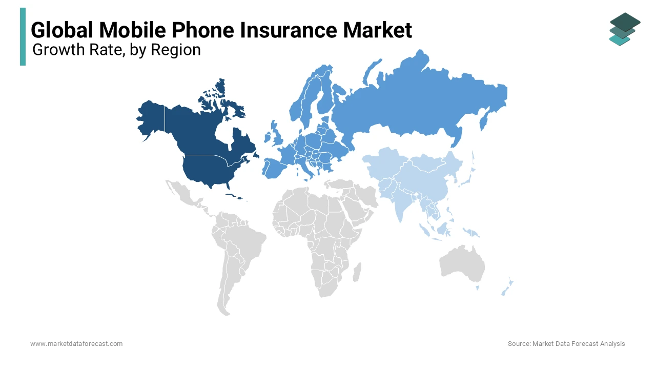 NA captured the largest regional segment for mobile phone insurance in the worldwide market. 