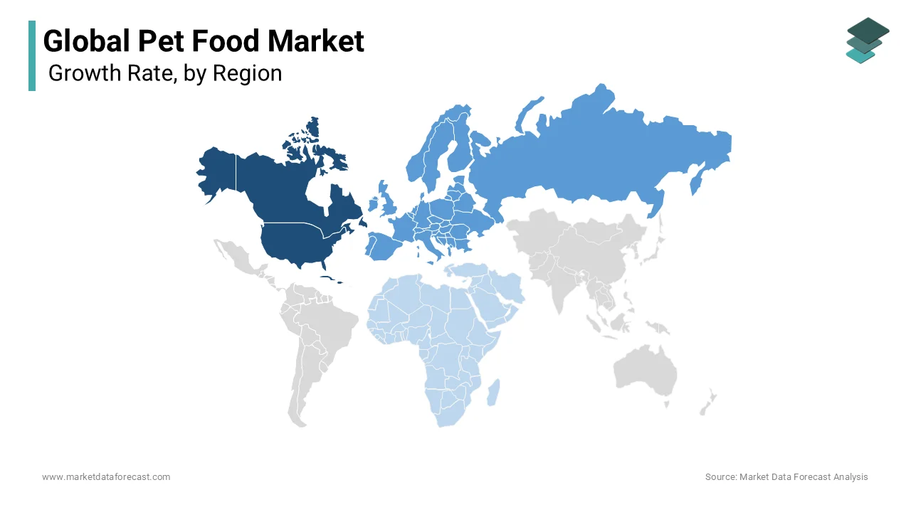 North America region was dominating the global pet food market in 2023 and is likely continue to lead 