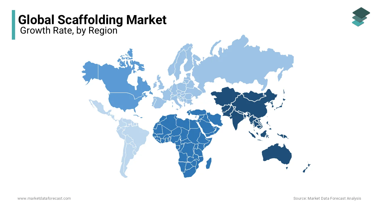 Asia-Pacific was the leading region in the scaffolding market by holding 45.9% of the total market share in 2024.