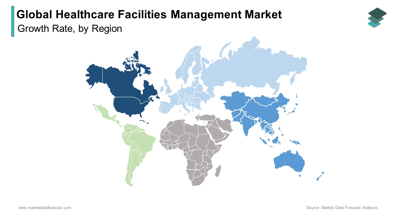 North America region led the global healthcare facilities management market in 2024.