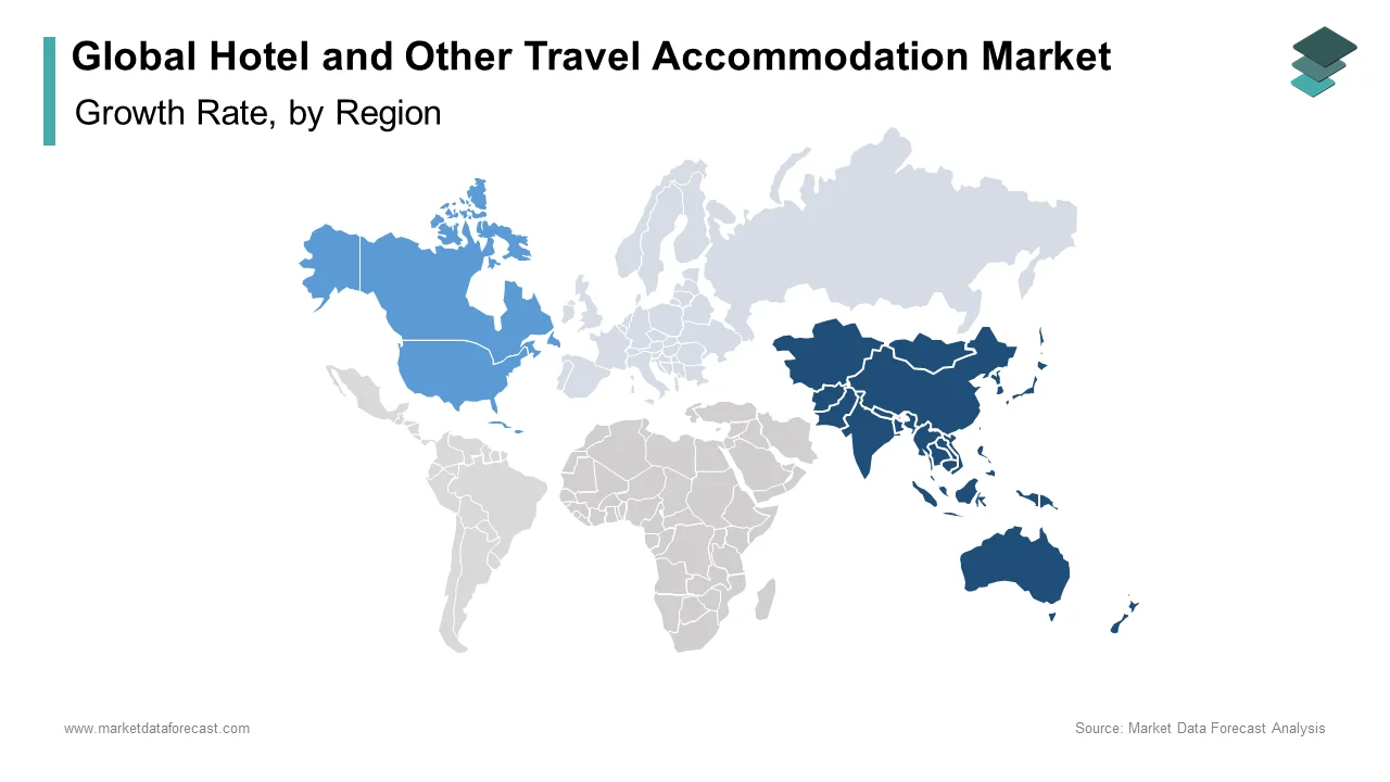 Asia-Pacific captured the leading share of the hotel and other travel accommodation market in 2024.