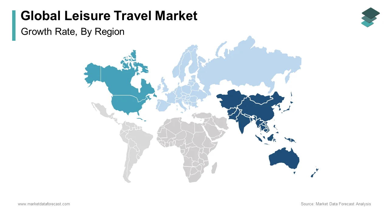 Asia Pacific region holds the major share of the global leisure travel market in 2024.