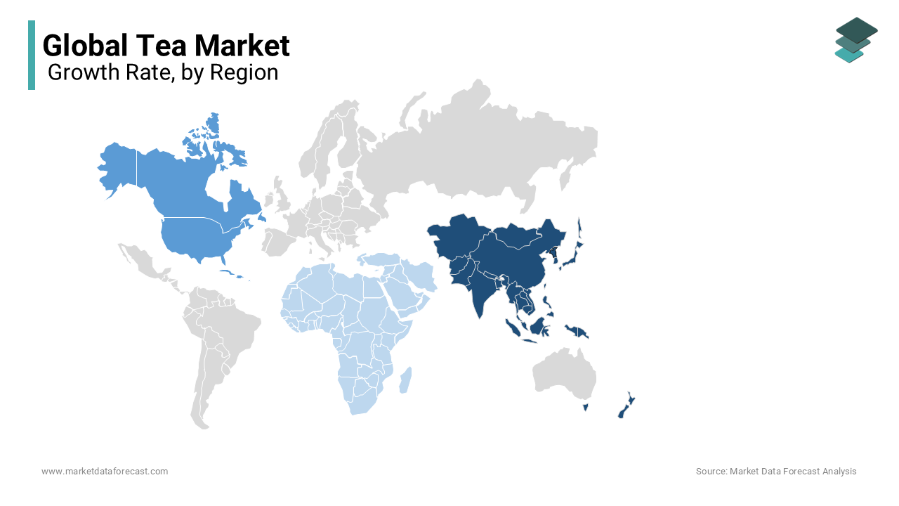 The growth rate of the global tea market by region, illustrating regional performance and trends during forecast