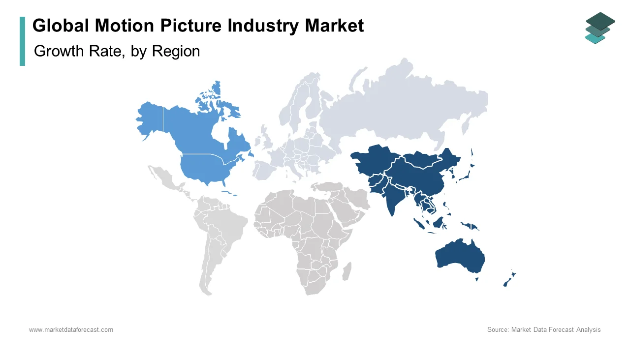 Asia Pacific region played a leading role in the global motion picture industry market in 2024.