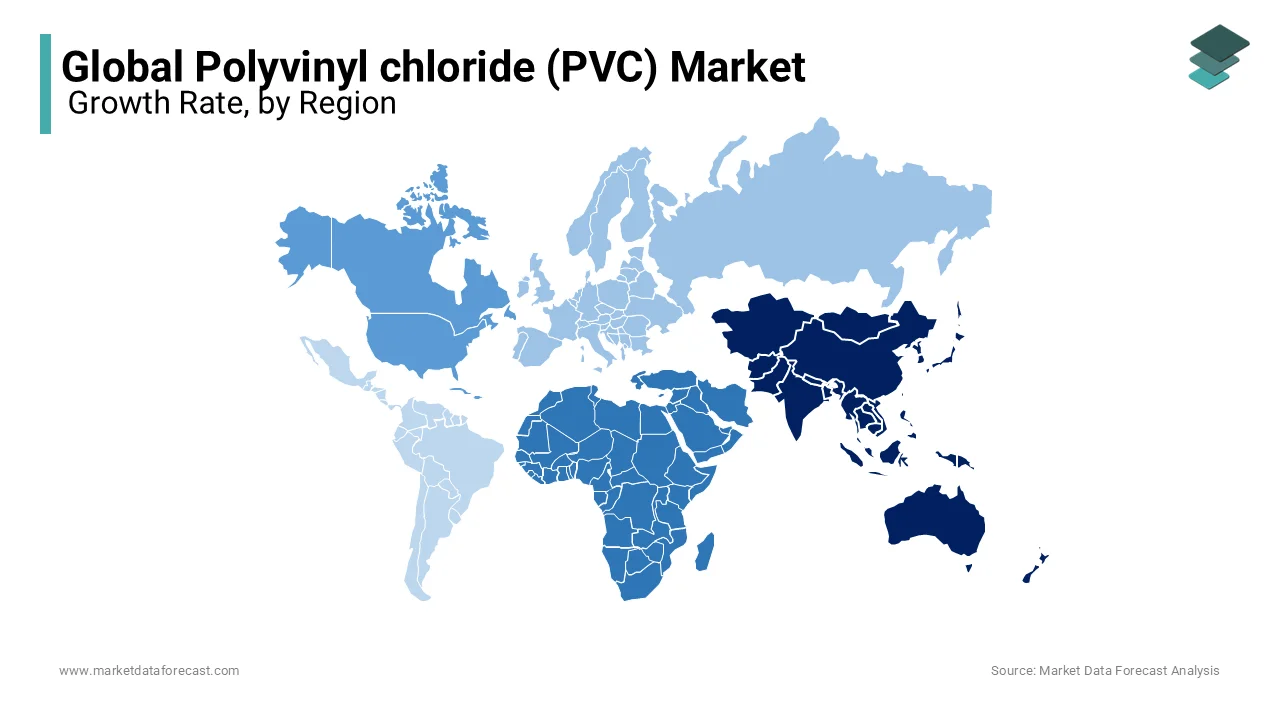 Asia-Pacific held the dominant position in the global PVC market by accounting for 56.1% of the market share in 2024