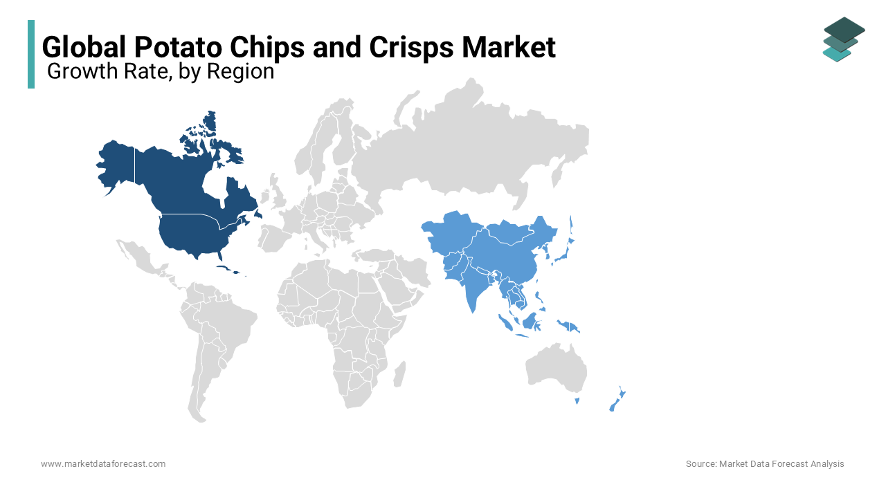 The North American market is expected to account for a large share of the global potato chips and crisps market worldwide