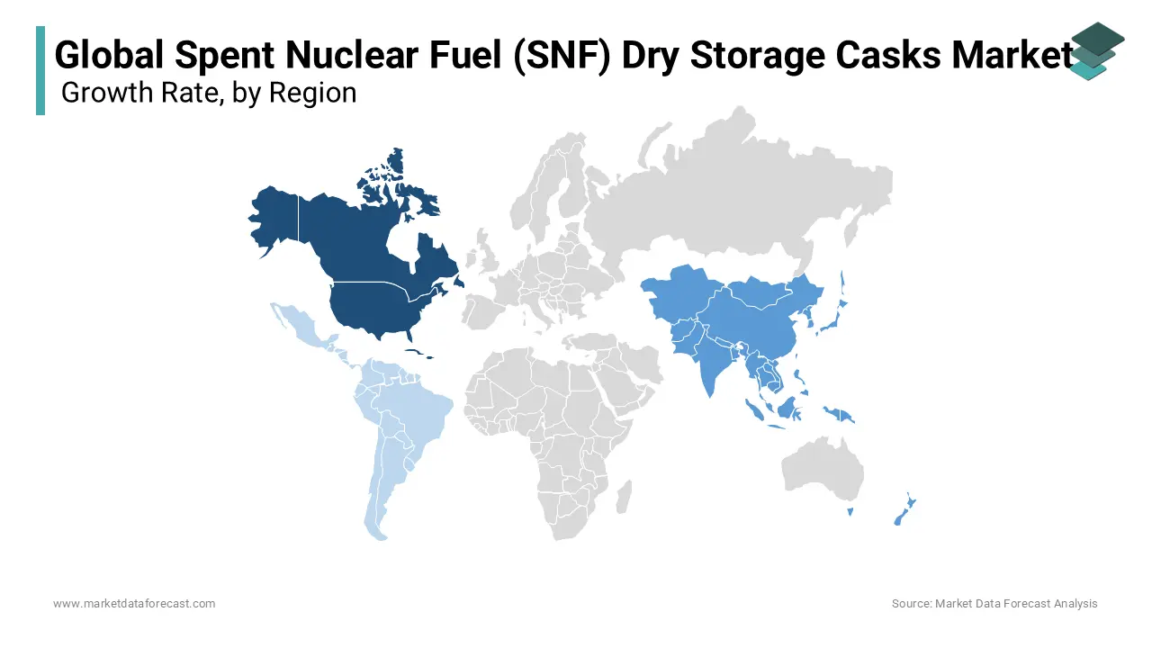 North America dominated the spent nuclear fuel (SNF) dry storage casks market in 2023.