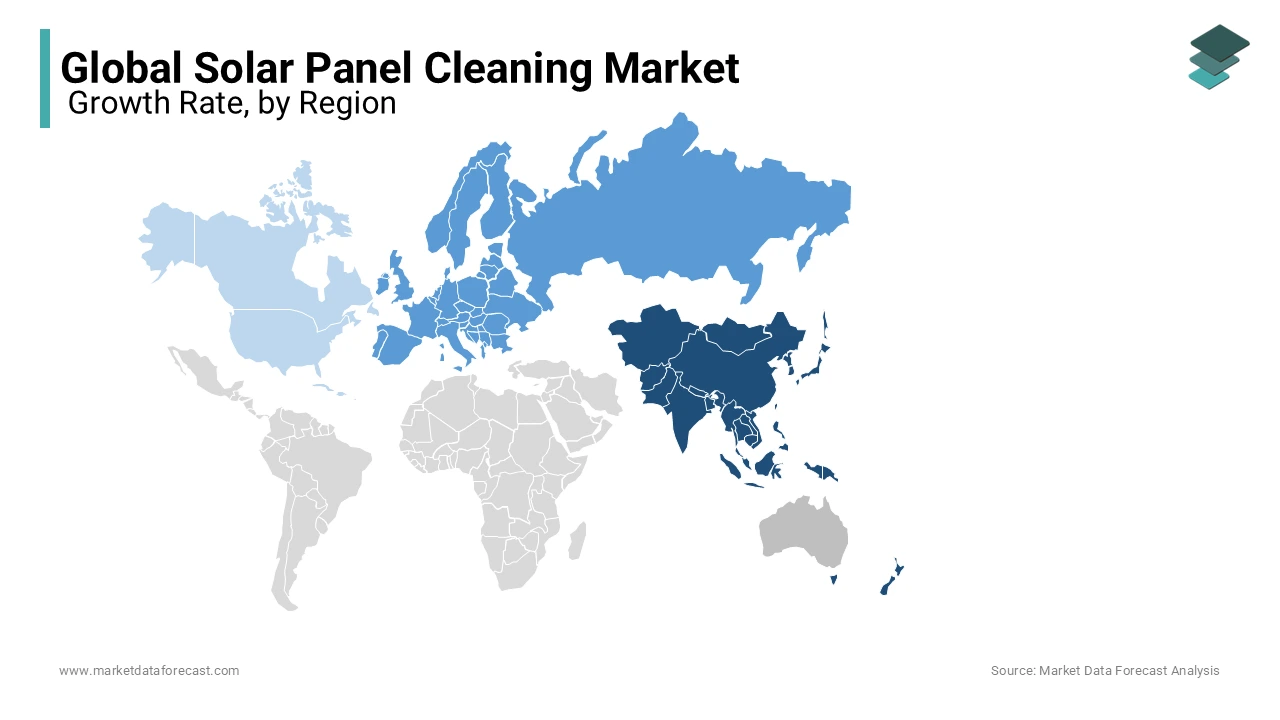 Asia Pacific led the solar panel cleaning market with 42.7% share in 2023, driven by China and India