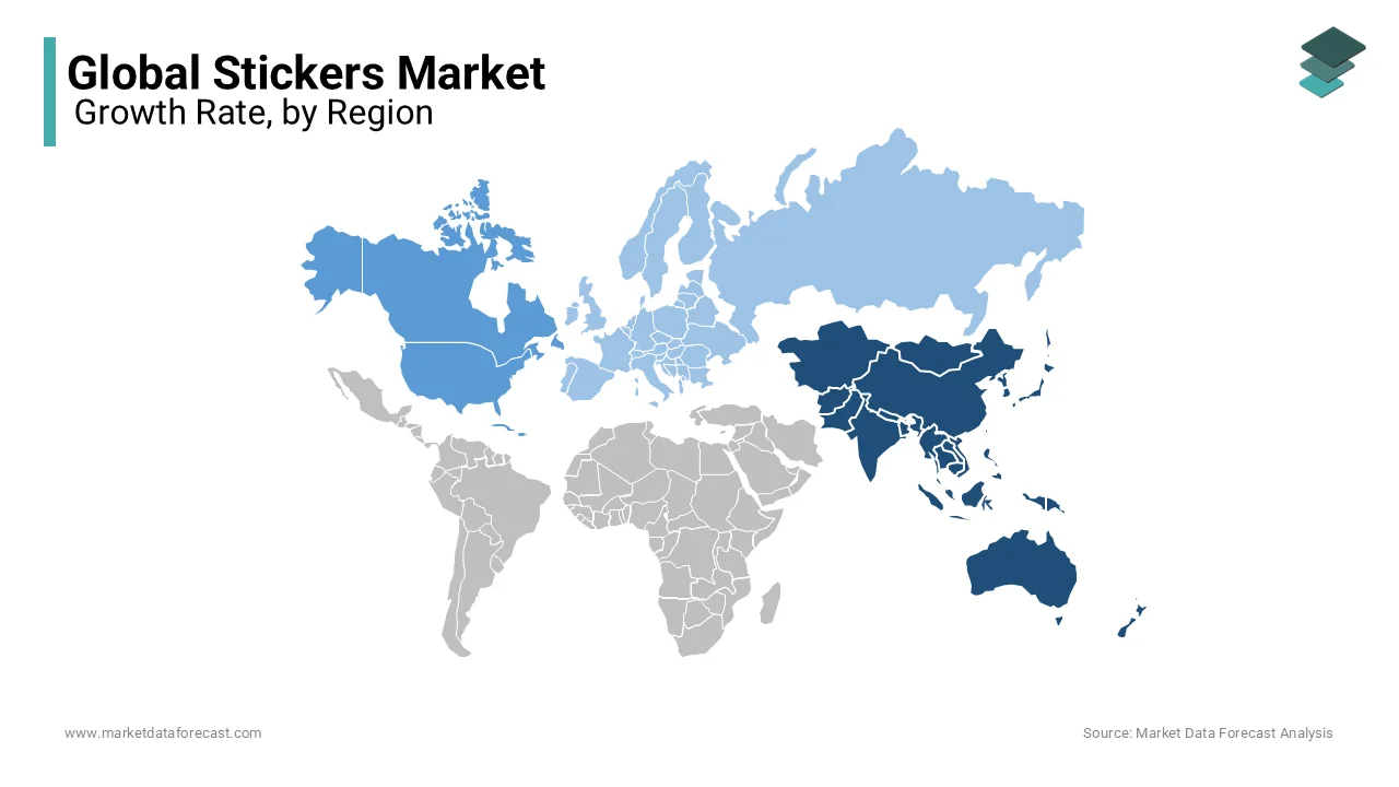 Asia-Pacific region holds a significant position in the stickers market and accounted for 0.8% of the global market share