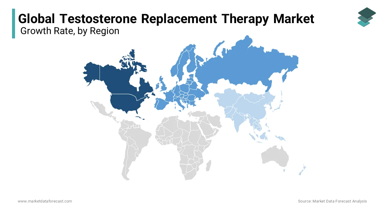 In 2023, North America emerged as the leading region in the Testosterone Replacement Therapy Market and is forecasted to expand at an impressive CAGR throughout the forecast period.